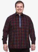 Pluss Red Checked Regular Fit Casual Shirt