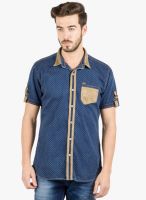 R&C Brown Printed Slim Fit Casual Shirt