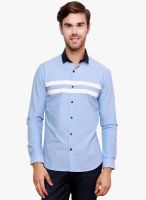 See Designs Blue Solid Slim Fit Casual Shirt