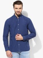 Selected Blue Solid Slim Fit Casual Shirt