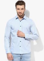 Selected Light Blue Solid Slim Fit Casual Shirt