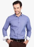 Solemio Blue Solid Slim Fit Casual Shirt
