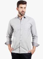 Solemio Grey Solid Slim Fit Casual Shirt