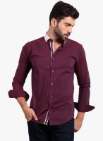 Solemio Red Solid Slim Fit Casual Shirt