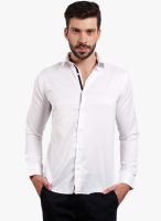 Solemio White Solid Slim Fit Casual Shirt