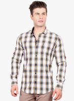 Solemio Yellow Checked Slim Fit Casual Shirt