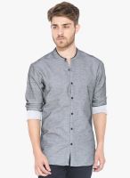 Status Quo Grey Solid Slim Fit Casual Shirt