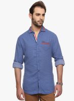 The Indian Garage Co. Blue Checked Slim Fit Casual Shirt