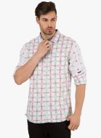 The Indian Garage Co. White Checked Slim Fit Casual Shirt