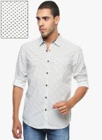 The Indian Garage Co. White Printed Slim Fit Casual Shirt