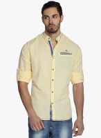 The Indian Garage Co. Yellow Solid Slim Fit Casual Shirt