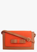 Toteteca Bag Works Orange/Brown Leather Sling Bag