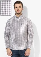 U.S. Polo Assn. Off White Checked Regular Fit Casual Shirt