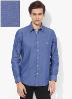 Van Heusen Sport Blue Printed Slim Fit Casual Shirt