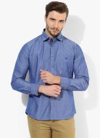 Van Heusen Sport Blue Solid Regular Fit Casual Shirt