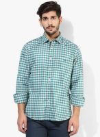 Van Heusen Sport Green Checked Slim Fit Casual Shirt