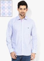 Van Heusen Sport Light Blue Checked Slim Fit Casual Shirt