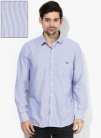 Van Heusen Sport Light Blue Striped Slim Fit Casual Shirt