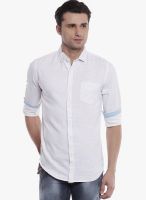 Vintage Cream Solid Slim Fit Casual Shirt