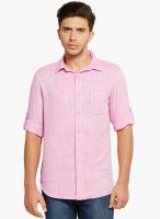 Vintage Pink Solid Slim Fit Casual Shirt