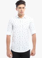 Vintage White Printed Slim Fit Casual Shirt