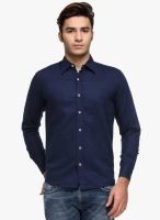 WYM Navy Blue Solid Regular Fit Casual Shirt