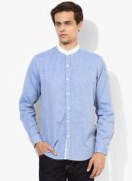 Wills Lifestyle Blue Slim Fit Casual Shirt