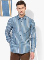 Wills Lifestyle Blue Slim Fit Casual Shirt