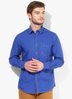 Wills Lifestyle Blue Slim Fit Casual Shirt