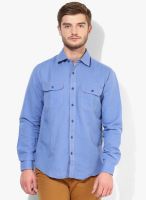 Wills Lifestyle Blue Slim Fit Casual Shirt