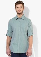 Wills Lifestyle Green Slim Fit Casual Shirt