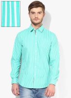 Wills Lifestyle Green Slim Fit Casual Shirt