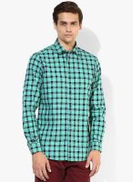 Wills Lifestyle Green Slim Fit Casual Shirt