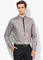 Wills Lifestyle Grey Regular Fit Club Wear Shirt