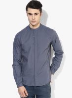 Wills Lifestyle Grey Slim Fit Club Wear Shirt