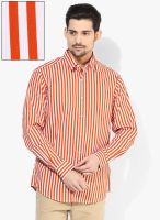 Wills Lifestyle Orange Slim Fit Casual Shirt