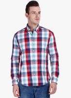 Zobello Red Checked Slim Fit Casual Shirt
