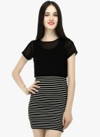 20dresses Black Colored Striped Shift Dress