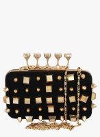 20dresses Black/Golden Polyurethane (Pu) Clutch