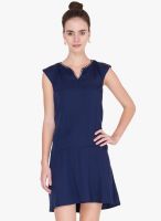 Alibi Navy Blue Colored Solid Shift Dress