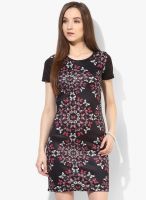 Annabelle By Pantaloons Black Colored Printed Shift Dress