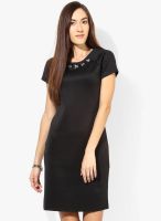 Annabelle By Pantaloons Black Colored Solid Shift Dress