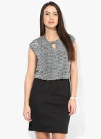 Annabelle By Pantaloons Black Colored Printed Shift Dress