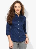 Annabelle By Pantaloons Blue Solid Shirt