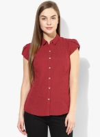Annabelle By Pantaloons Maroon Printed Shirt