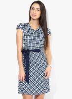 Annabelle By Pantaloons Navy Blue Colored Printed Shift Dress