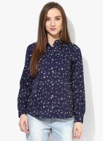 Annabelle By Pantaloons Navy Blue Printed Shirt Annabelle By Pantaloons Navy Blue Printed Shirt