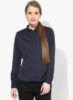 Arrow Woman Navy Blue Solid Shirt