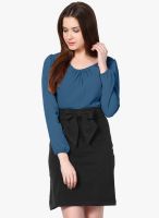 Besiva Black Colored Solid Shift Dress