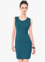 Besiva Blue Colored Solid Shift Dress